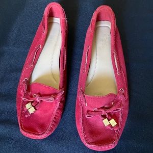 Red Leather Women's Slip Ons
